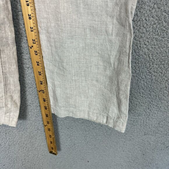 Allen Allen Pants Womens Petite Medium Beige Pull On‎ 100% Linen Straight Leg - Picture 6 of 9